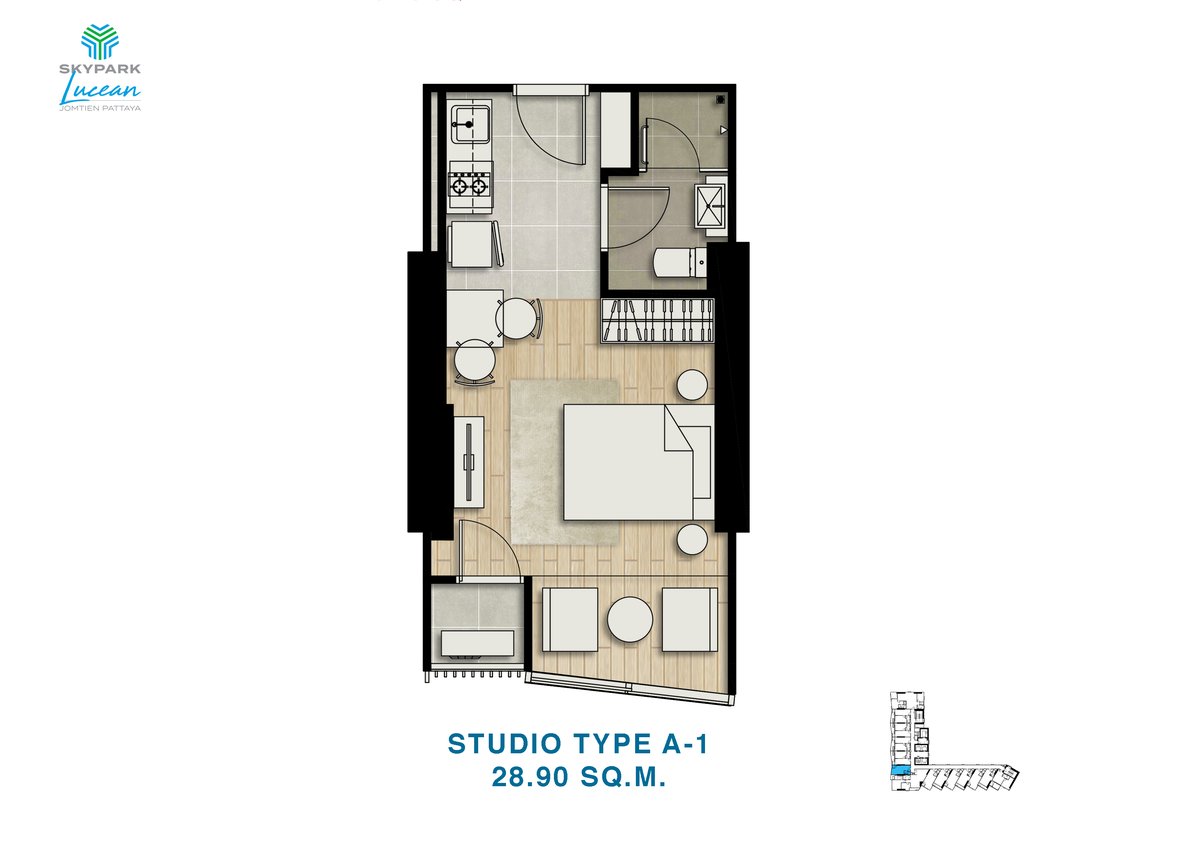 Studio · Tower A · Sea floor plan