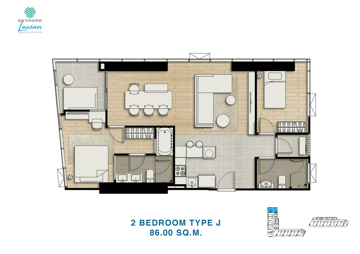 2-BR · Tower A · Sea floor plan